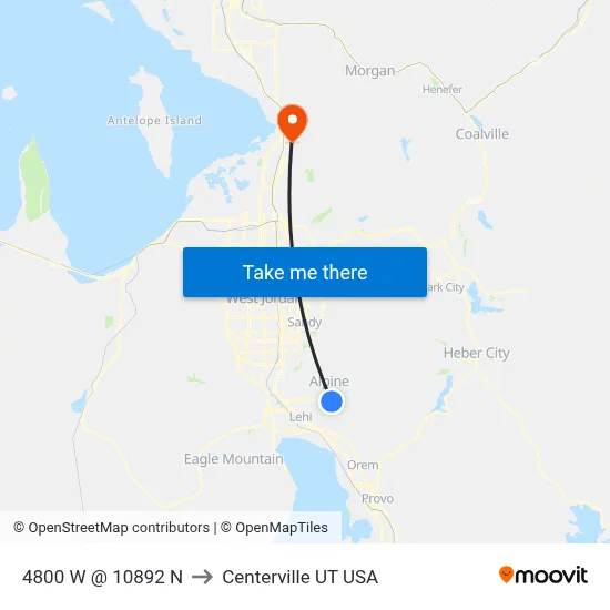 4800 W @ 10892 N to Centerville UT USA map