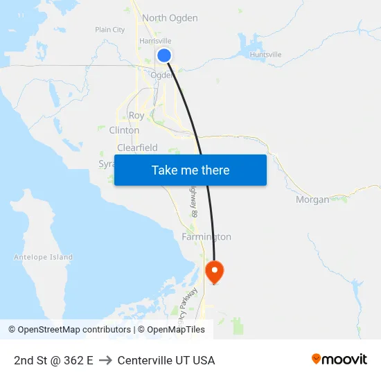 2nd St @ 362 E to Centerville UT USA map