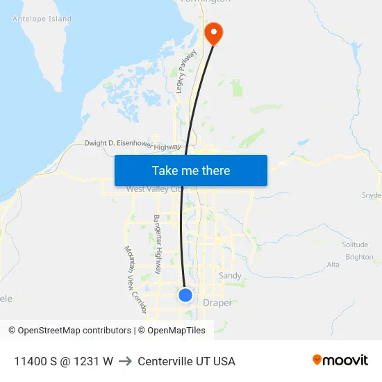 11400 S @ 1231 W to Centerville UT USA map
