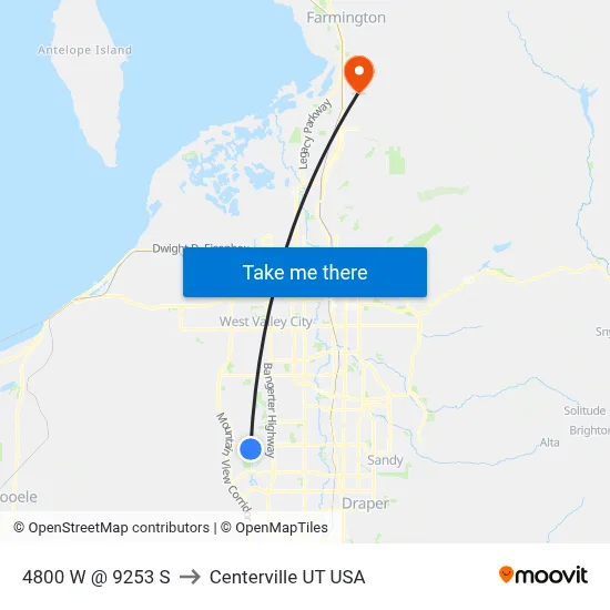 4800 W @ 9253 S to Centerville UT USA map