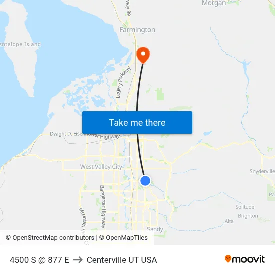 4500 S @ 877 E to Centerville UT USA map