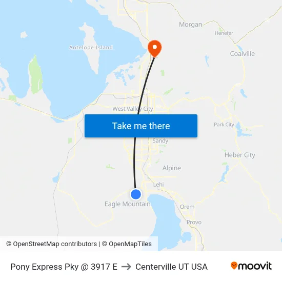 Pony Express Pky @ 3917 E to Centerville UT USA map