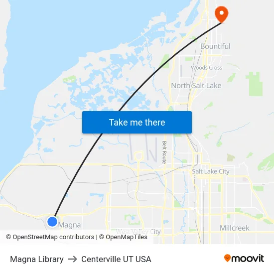 Magna Library to Centerville UT USA map