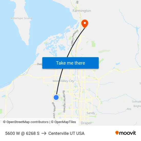 5600 W @ 6268 S to Centerville UT USA map