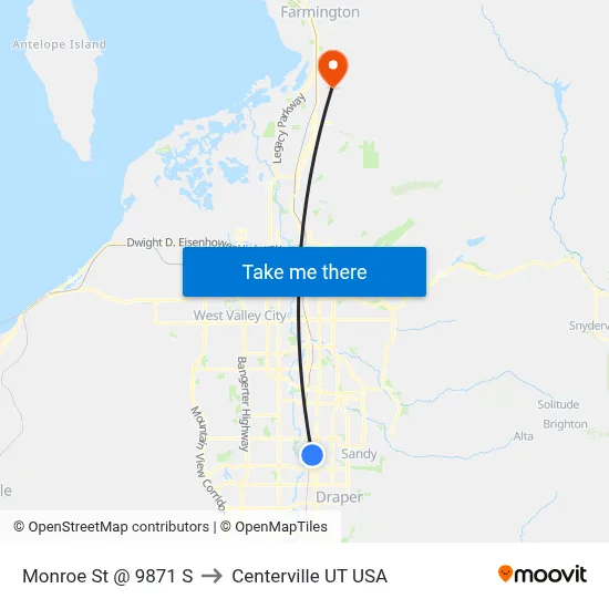 Monroe St @ 9871 S to Centerville UT USA map