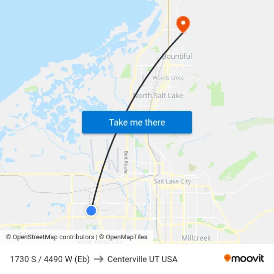 1730 S / 4490 W (Eb) to Centerville UT USA map