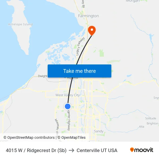 4015 W / Ridgecrest Dr (Sb) to Centerville UT USA map