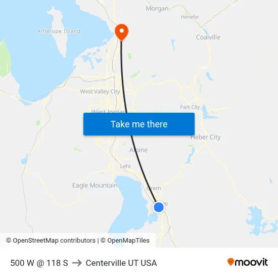 500 W @ 118 S to Centerville UT USA map