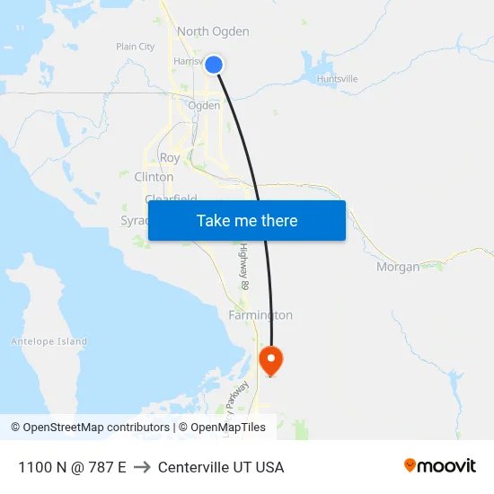 1100 N @ 787 E to Centerville UT USA map