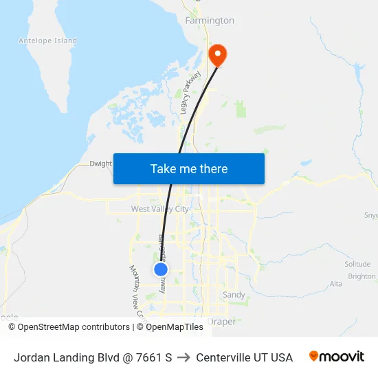 Jordan Landing Blvd @ 7661 S to Centerville UT USA map