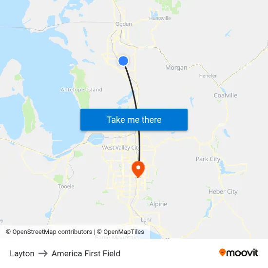 Layton to America First Field map