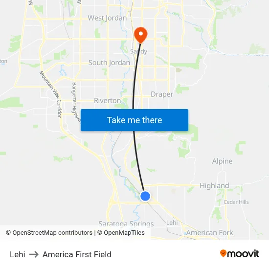 Lehi to America First Field map