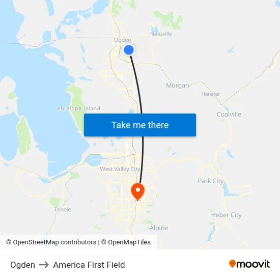 Ogden to America First Field map