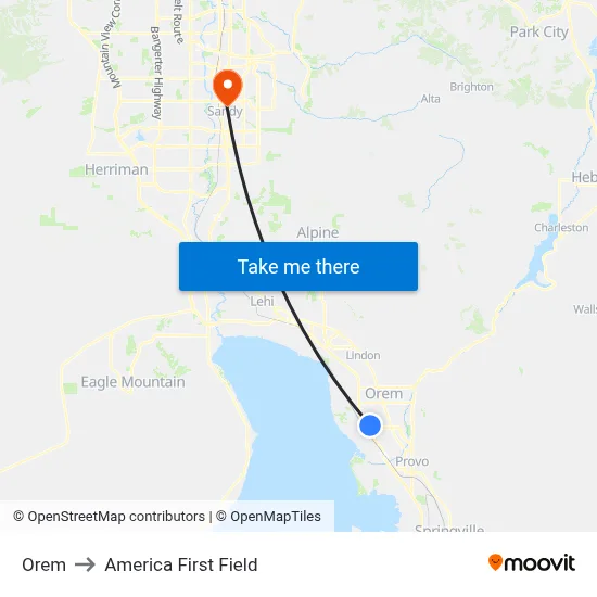 Orem to America First Field map