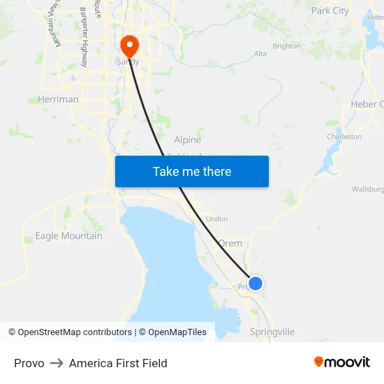 Provo to America First Field map