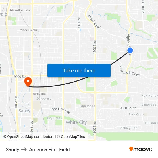 Sandy to America First Field map