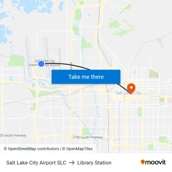 Salt Lake City Airport SLC to Library Station map