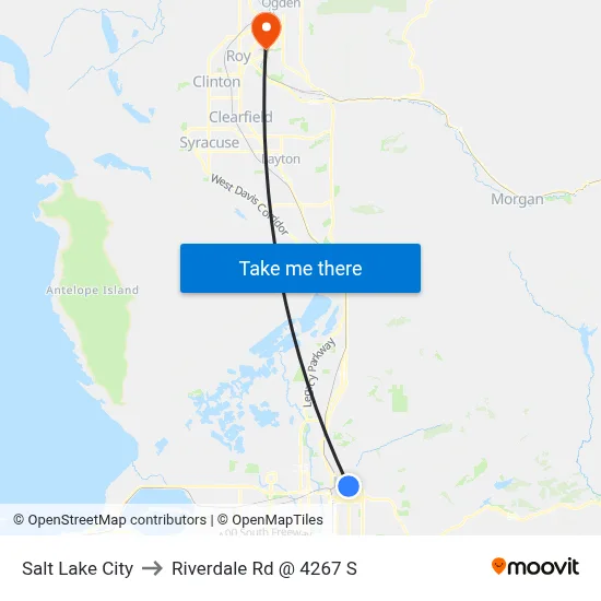 Salt Lake City to Riverdale Rd @ 4267 S map