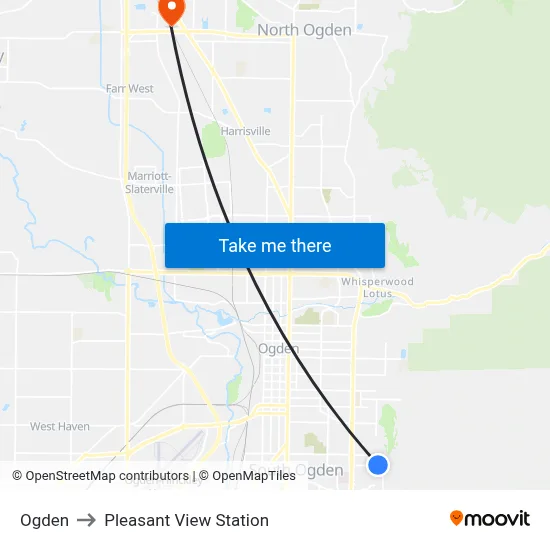 Ogden to Pleasant View Station map