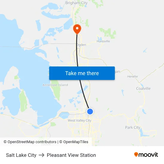 Salt Lake City to Pleasant View Station map