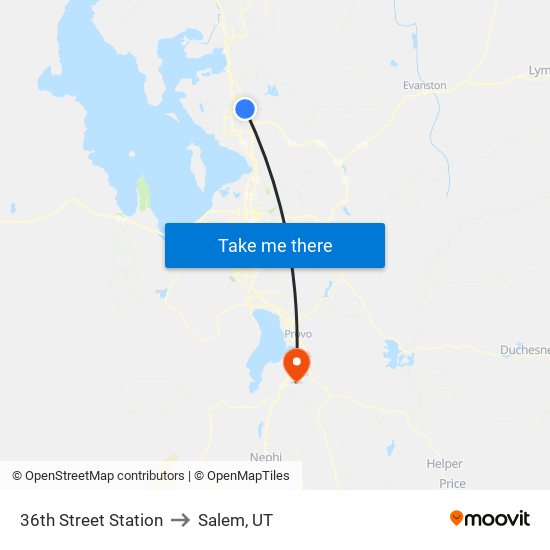 36th Street Station to Salem, UT map