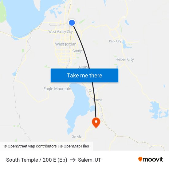 South Temple / 200 E (Eb) to Salem, UT map