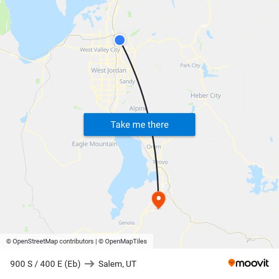 900 S / 400 E (Eb) to Salem, UT map
