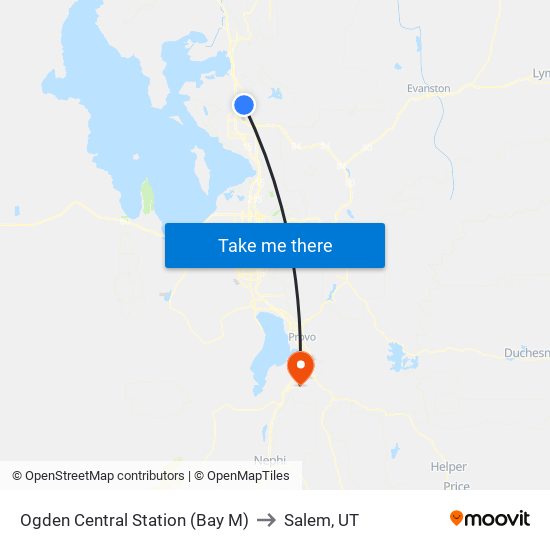 Ogden Central Station (Bay M) to Salem, UT map