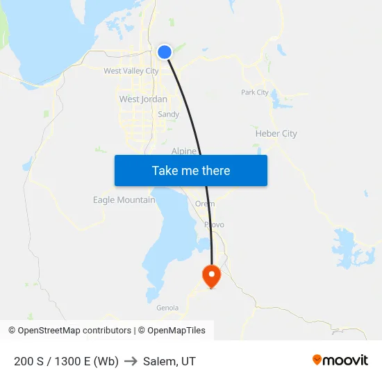 200 S / 1300 E (Wb) to Salem, UT map