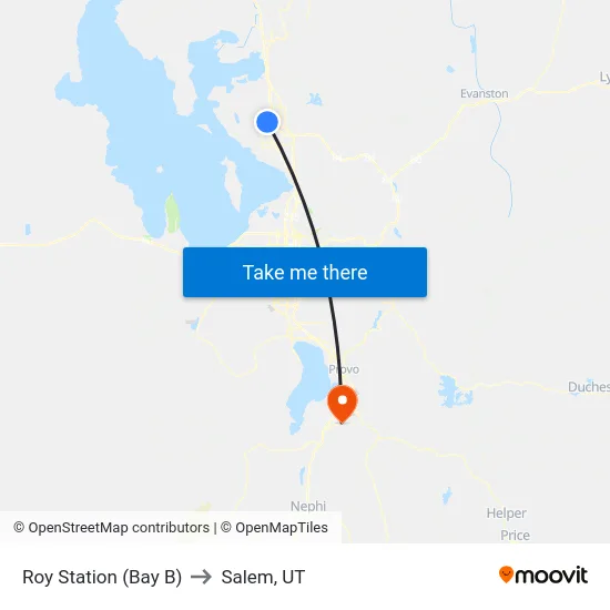 Roy Station (Bay B) to Salem, UT map