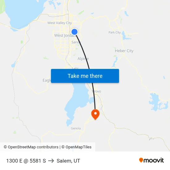 1300 E @ 5581 S to Salem, UT map