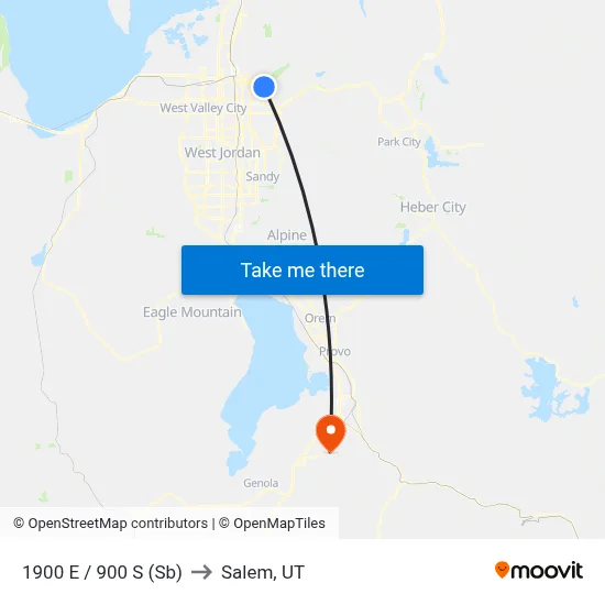1900 E / 900 S (Sb) to Salem, UT map