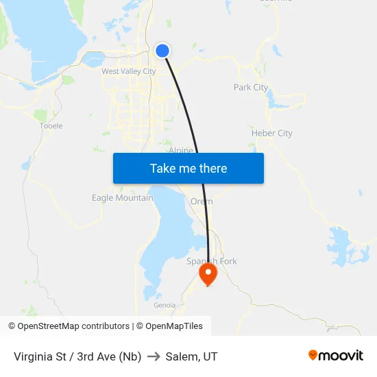 Virginia St / 3rd Ave (Nb) to Salem, UT map