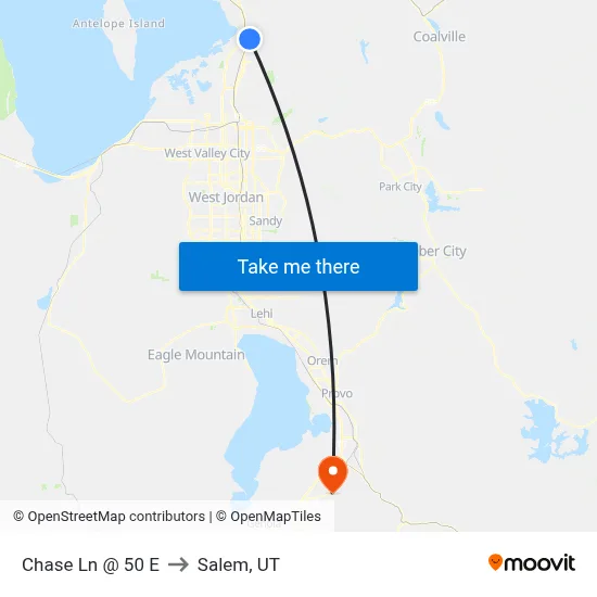 Chase Ln @ 50 E to Salem, UT map