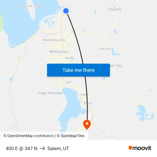 400 E @ 347 N to Salem, UT map