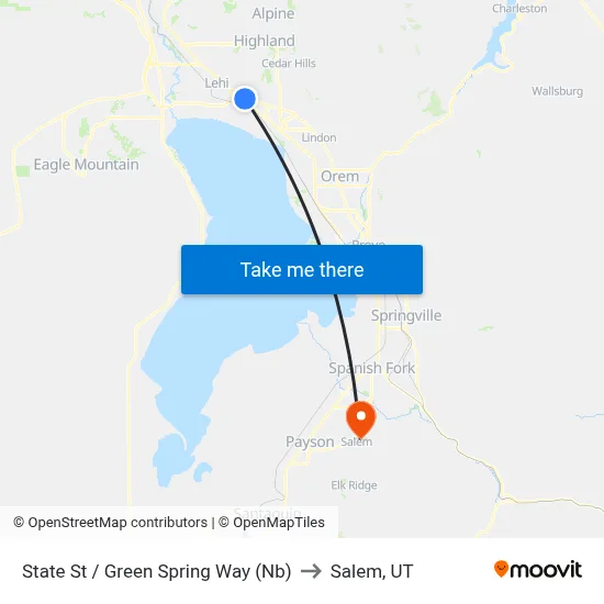 State St / Green Spring Way (Nb) to Salem, UT map