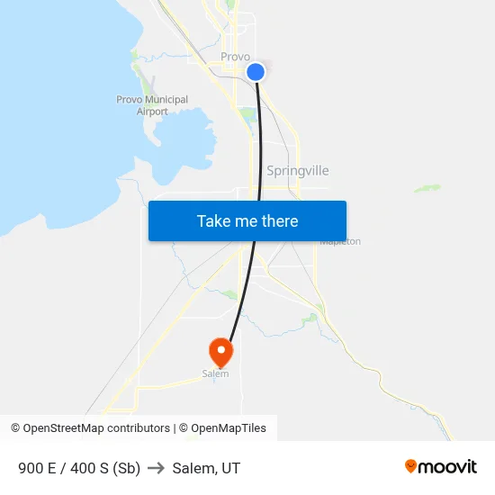900 E / 400 S (Sb) to Salem, UT map