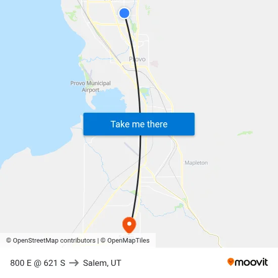 800 E / 620 S (Nb) to Salem, UT map