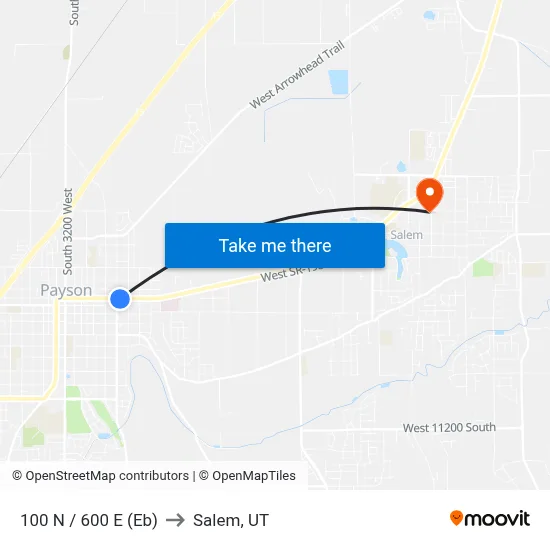 100 N / 600 E (Eb) to Salem, UT map