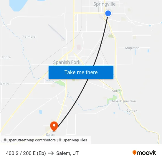 400 S / 200 E (Eb) to Salem, UT map