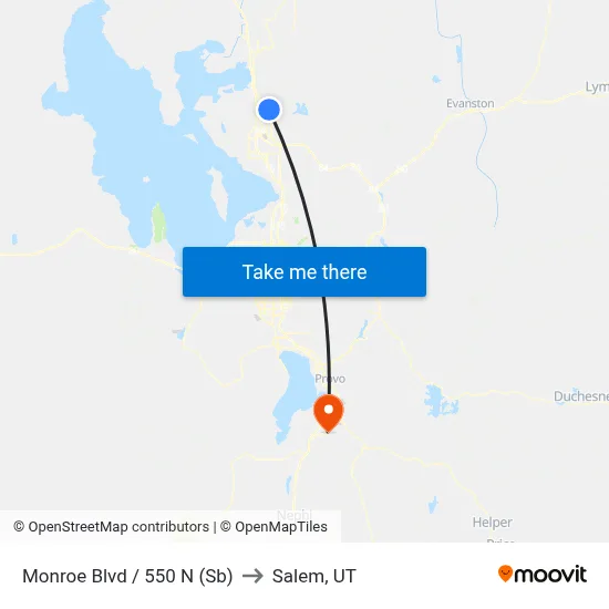 Monroe Blvd / 550 N (Sb) to Salem, UT map