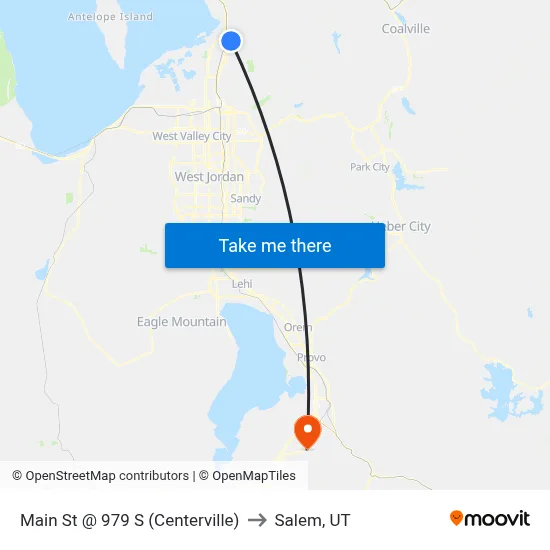 Main St @ 979 S  (Centerville) to Salem, UT map