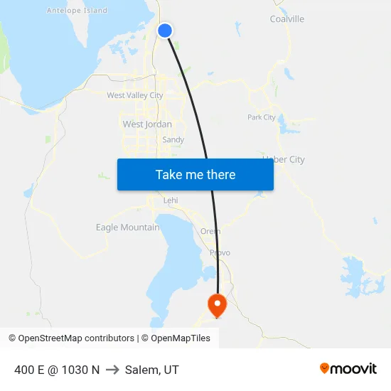 400 E @ 1030 N to Salem, UT map