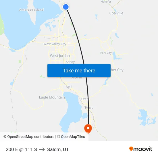 200 E @ 111 S to Salem, UT map