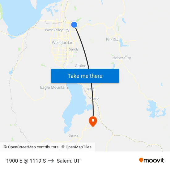 1900 E @ 1119 S to Salem, UT map