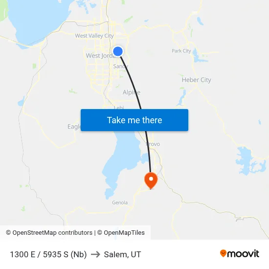 1300 E / 5935 S (Nb) to Salem, UT map