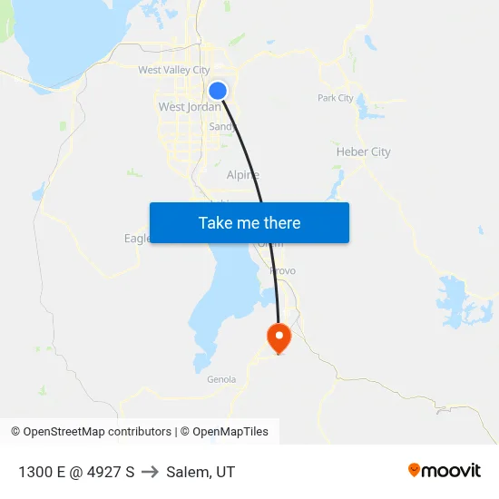 1300 E @ 4927 S to Salem, UT map