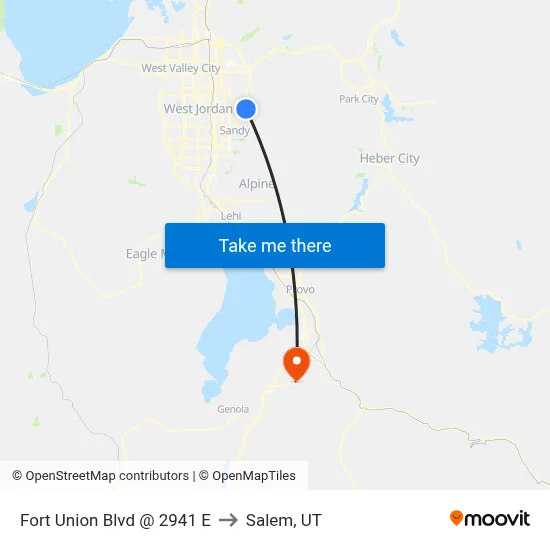 Fort Union Blvd @ 2941 E to Salem, UT map
