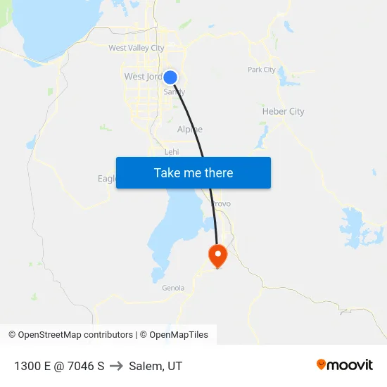1300 E @ 7046 S to Salem, UT map