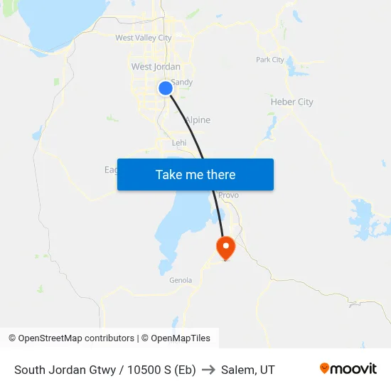 South Jordan Gtwy / 10500 S (Eb) to Salem, UT map